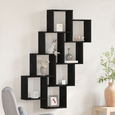 vidaXL Τοίχος Ντουλάπι Μαύρης Δρυς 90x15x119,5cm Επεξεργασμένο Ξύλο