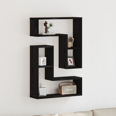 vidaXL Ράφια 2 τεμ. Μαύρη Δρυς 50x15x85cm Φτιαγμένο από Ξύλο