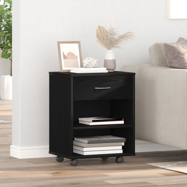 vidaXL Κυλιόμενος Ντουλάπι Μαύρη Δρυς 46x36x59cm Επεξεργασμένο Ξύλο