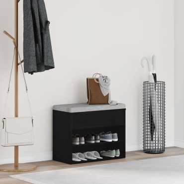 vidaXL Παγκάκι Χαλού Μαύρο Οξιά 60x30x45cm Επεξεργασμένο Ξύλο