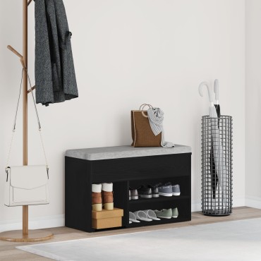 vidaXL Παγκάκι Μαύρο Δρύς 60x30x45 εκ. Φτιαγμένο από Μηχανικά Ξύλα