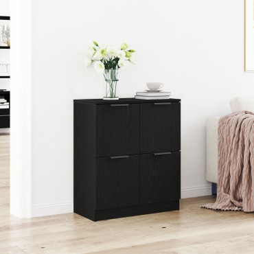 vidaXL Μαύρος Δρυς Μπουφές - 60x30x70cm - Κατασκευασμένος από Επεξεργασμένο Ξύλο 1 τεμ.