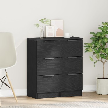 vidaXL Μπουφέδες 2 τεμ. Μαύρος Δρυς 30x30x70cm Επεξεργασμένο Ξύλο
