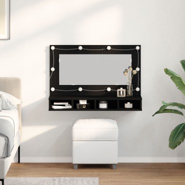 vidaXL Καθρέφτης Ντουλάπα LED σε Μαύρη Δρυς - 90x31.5x62cm 1 τεμ.