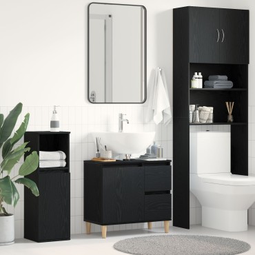 vidaXL Ντουλάπι νεροχύτη Μαύρη Δρυς 65x33x60cm Επεξεργασμένο ξύλο 1 τεμ.