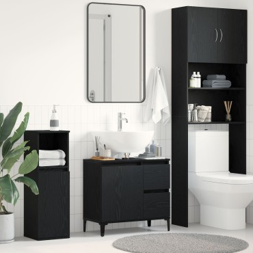 vidaXL Ντουλάπι Νιπτήρα Μαύρη Δρυς 65x33x60cm Ξύλο Επεξεργασμένο 1 τεμ.