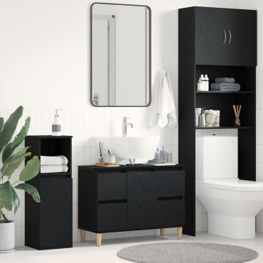 vidaXL Ντουλάπι μπαταρίας Μαύρη Δρυς 80x33x60cm Επεξεργασμένο Ξύλο 1 τεμ.
