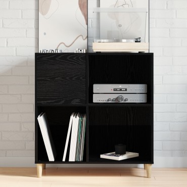 vidaXL Ντουλάπα Δίσκων Μαύρο Δρυς 84,5x38x89cm Επεξεργασμένο Ξύλο 1 τεμ.