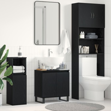 vidaXL Νιπτήρας Μπάνιου Μαύρο Δρυς 58x33x60cm Επεξεργασμένο ξύλο
