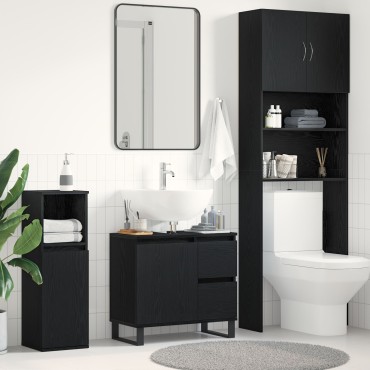 vidaXL Ντουλάπι Λεκάνης Μπάνιου Μαύρη Δρυς 65x33x60cm Επεξεργασμένο ξύλο