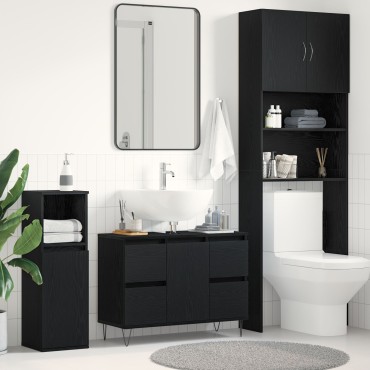 vidaXL Ντουλάπι Μπάνιου Μαύρη Δρυς 80x33x60cm Επεξεργασμένο Ξύλο