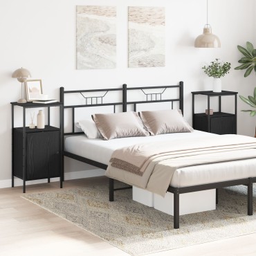 vidaXL Κομοδίνα 2 τεμ. Μαύρη Δρυς 41x31x80cm Κατασκευασμένο Ξύλο