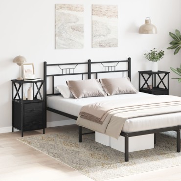 vidaXL Κομοδίνα 2 τεμ. Μαύρη Δρυς 34x35,5x70cm Επεξεργασμένο Ξύλο