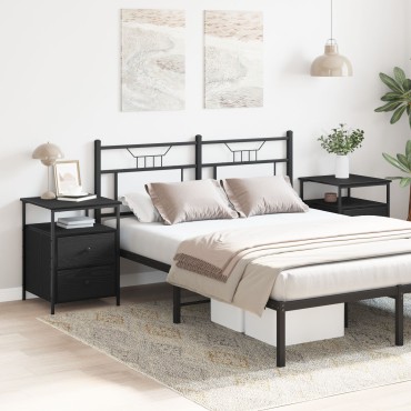 vidaXL Κομοδίνα 2 τεμ. Μαύρο Δρυς 44x45x60cm Επεξεργασμένο Ξύλο