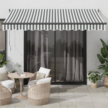 vidaXL Τέντα Πτυσσόμενη Ανθρακί και Λευκή 3,5x2,5μ. Ύφασμα / Αλουμίνιο