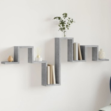 vidaXL Ράφι Τοίχου Γκρι Σκυροδέματος 104,5x10x43cm από Επεξ. Ξύλο 1 τεμ.