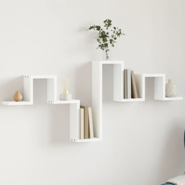 vidaXL Ράφι Τοίχου Λευκό 104,5x10x43cm από Επεξεργασμένο Ξύλο 1 τεμ.