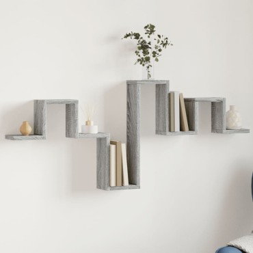 vidaXL Ραφιέρα Τοίχου Γκρι Sonoma 104,5x10x43cm Επεξεργασμένο Ξύλο 1 τεμ.