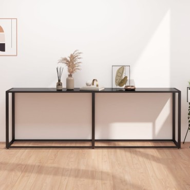 vidaXL Τραπέζι Κονσόλα Μαύρο 220x35x75,5cm από Ψημένο Γυαλί 1 τεμ.