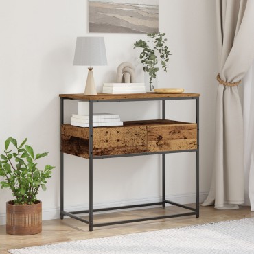 vidaXL Τραπέζι κονσόλας Παλιό Ξύλο 75x40x75cm Συνθετικό Ξύλο και Χάλυβας 1 τεμ.