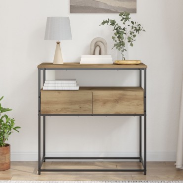 vidaXL Τραπέζι Σαλονιού Artisan Oak 75x40x75cm Επεξεργασμένο Ξύλο και Χάλυβας 1 τεμ.