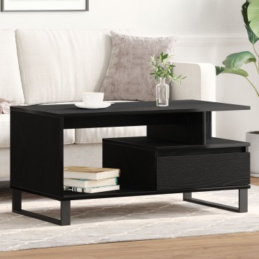 vidaXL Τραπέζι Σαλονιού Μαύρο Καπλαμά 90x49x45cm Επεξεργασμένου Ξύλου 1 τεμ.