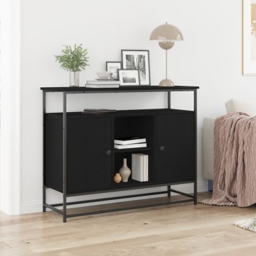 vidaXL Μπουφές Μαύρο Δρυς 100x35x80cm Επεξεργασμένο Ξύλο και Ατσάλι 1 τεμ.