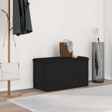 vidaXL Παγκάκι Αποθήκευσης Μαύρο Δρυς 80x40x45cm Μηχανικά Κατασκευασμένο Ξύλο 1 τεμ.