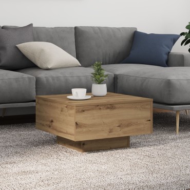 vidaXL Τραπέζι Καφέ με LED Φώτα Artisan Oak 55x55x31 εκ 1 τεμ.