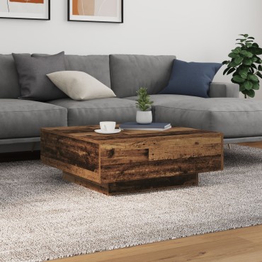 vidaXL Τραπεζάκι καφέ με LED φώτα παλιού ξύλου 80x80x31cm 1 τεμ.