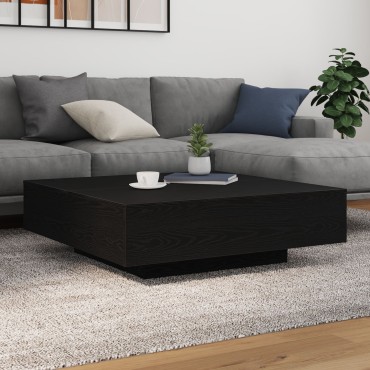 vidaXL Τραπέζι καφέ με LED φώτα Μαύρη Δρυς 100x100x31cm 1 τεμ.