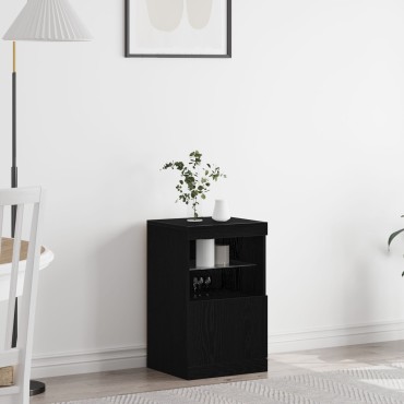 vidaXL Μπουφές με LED Φώτα Μαύρη Δρυς 41x37x67cm 1 τεμ.
