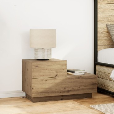 vidaXL Κομοδίνο με φώτα LED σε Artisan Oak 100x36x49 εκ 1 τεμ.