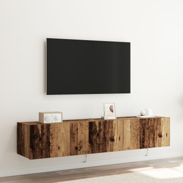 vidaXL Ντουλάπες τηλεόρασης με φώτα LED 2 τεμ. Παλιό ξύλο 80x35x31cm
