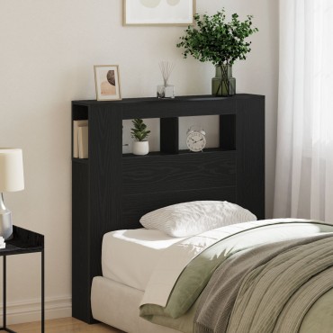 vidaXL Κεφαλάρι Αποθήκευσης με LED Φωτισμό Μαύρη Δρυ 100x18,5x103,5 εκ 1 τεμ.