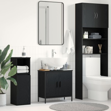 vidaXL Νιπτήρας Μπάνιου Μαύρο Δρυς 60x30x60cm Επεξεργασμένου Ξύλου