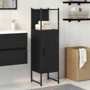 vidaXL Ντουλάπι Μπάνιου Μαύρο Δρυς 33x33x120,5cm Επεξεργασμένο ξύλο 1 τεμ.