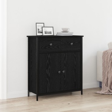 vidaXL Μπουφές Μαύρο Δρυς 70x30x80cm Κατασκευασμένο από Τεχνητό Ξύλο και Ατσάλι 1 τεμ.