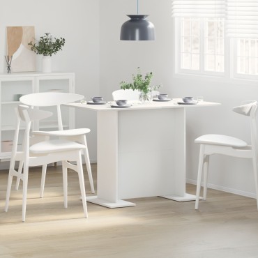 vidaXL Τραπέζι Φαγητού Λευκό 110x60x75cm Επεξεργασμένο Ξύλο 1 τεμ.