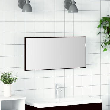 Καθρέφτης Μπάνιου vidaXL με Φωτισμό LED Μαύρο Δρυς 80x37cm