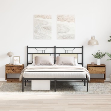 vidaXL Κομοδίνο 2 τεμ. Παλιού Ξύλου 45x34x45cm Κατασκευασμένη Ξυλεία