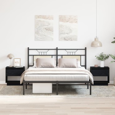 vidaXL Κομοδίνο 2 τεμ. Μαύρη Δρυς 45x34x49cm Επεξεργασμένο Ξύλο