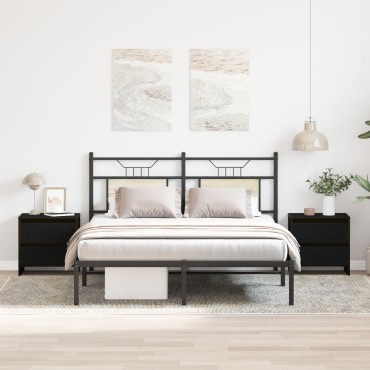 vidaXL Κομοδίνο 2 τεμ. Μαύρο Δρυς 45x34x44,5cm Επεξεργασμένο ξύλο