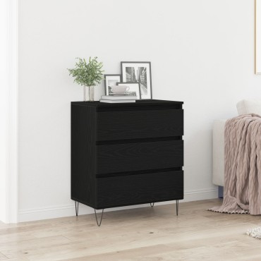 vidaXL Μπουφές με Συρτάρια Μαύρο Ξύλο 60x35x70cm Κατασκευασμένο από Συνθετικό Ξύλο 1 τεμ.