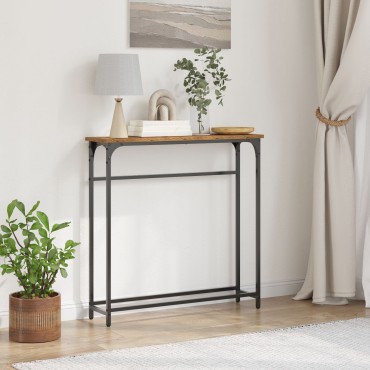 vidaXL Κονσόλα Ξύλου Παλιού 75x19,5x75cm Κατασκευασμένο από Ξύλο και Χάλυβα 1 τεμ.