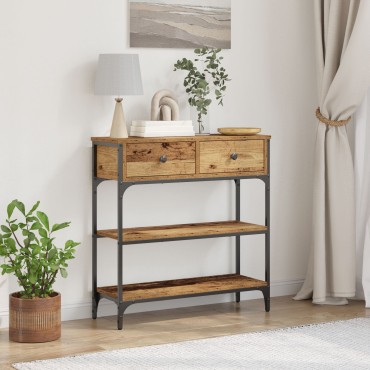 vidaXL Κονσόλα Ξύλινη 72,5x25x75cm Κατασκευασμένο από Ξύλο & Ατσάλι 1 τεμ.