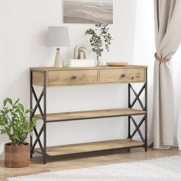vidaXL Τραπέζι Σαλονιού Artisan Oak 100x28x75cm Κατασκευασμένο από Ξύλο και Ατσάλι 1 τεμ.