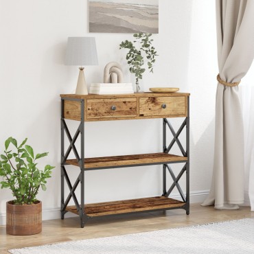 vidaXL Κονσόλα Ξύλου 75x28x75cm Κατασκευασμένο από ξύλο και ατσάλι 1 τεμ.
