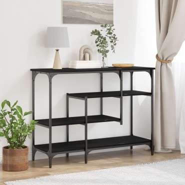 vidaXL Κονσόλα Μαύρη Δρυς 100x35x75cm Επεξεργασμένο Ξύλο και Ατσάλι 1 τεμ.