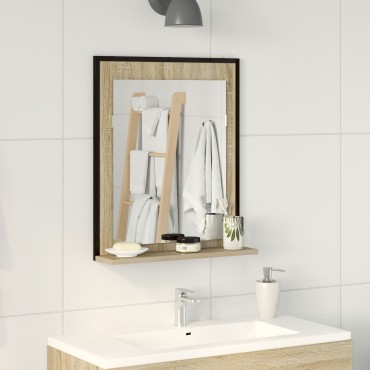 Καθρέφτης μπάνιου vidaXL με ράφι Sonoma Oak 50x12x60cm Επεξεργασμένο ξύλο